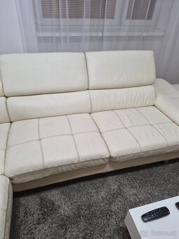 Kožená sedacia súprava + taburetka - 4