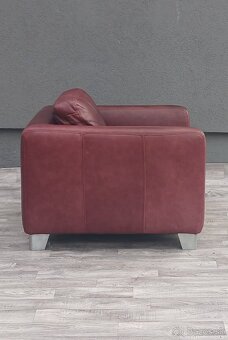 Kreslo kožené bordové. - 4