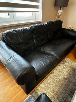 Kvalitná kožená čierna sedacia súprava - 4