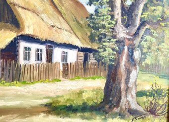 Starý velký obraz, zdobený rám - 4