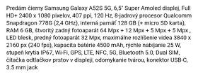 Predám Samsung Galaxy A52s 5G + 2x sklo - 4