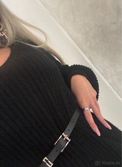 Damske pletene šaty s opaskom Mirella black - 4