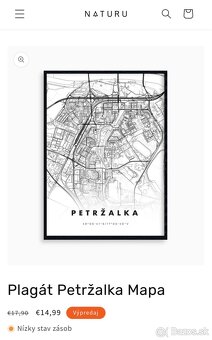 Plagát poster - Petržalka Mapa A3 - 4