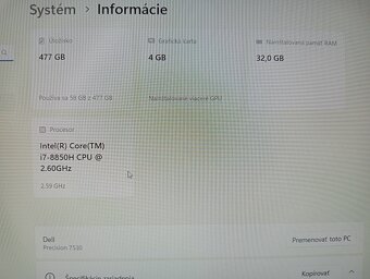 predám Dell precision 7530 , Intel core i7 , 32gb ram , ssd - 4