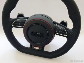 AUDI MULTIFUNKCNY VOLANT S AIRBAGOM A PADLAMI, červená niť - 4