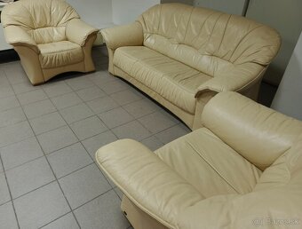 Kožená sedacia súprava + 2 kreslá - PRAVÁ KOŽA, TOP STAV - 4