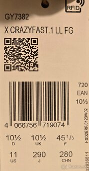 Adidas X CRAZYFAST FG 11 | 45 1/3 - 4