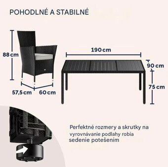 POZOR Záhradná ratanová zostava WPC 1+8 čierna stohovateľné - 4