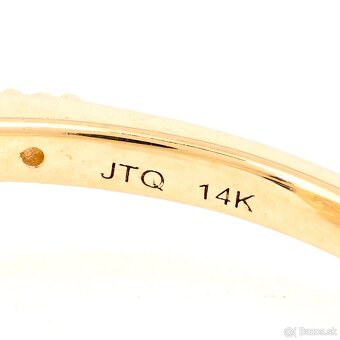14k Zlatý prsteň s prírodným žltozeleným Peridotom a Zafírmi - 4