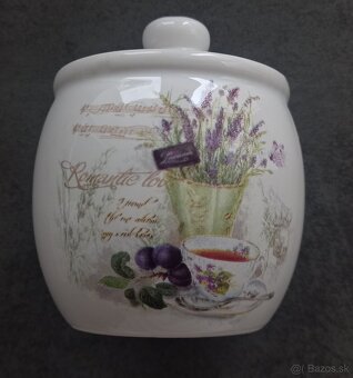 LEVANDULOVÝ SET čajník, šálka s podšálkou, cukornička, dóza - 4
