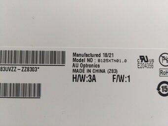 predám 12,5" LED SLIM displej z notebooku , B125XTN01.0 - 4