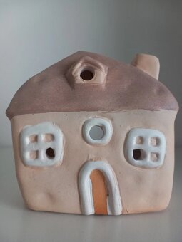 Sada 3ks ručne robené keramické domčeky na sviečku - 4