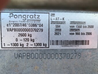 Predám prívesný vozík Pongratz 2,6 t - 4