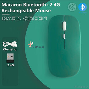 Bezdrôtová nabíjateľná bluetooth myš - zelená - 4