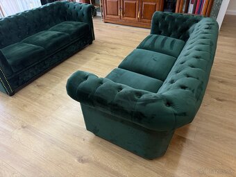 Pohovky Chesterfield 2 kusy. Smaragdová zelená. - 4