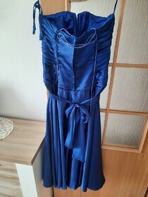 Spoločenské šaty - saténové, kráľovská modrá - 4