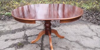 Masivny rozkladací stôl+4ks starožitných stoliček - 4