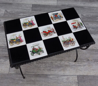 Stolík malý – glazovaná keramika a kované železo. - 4