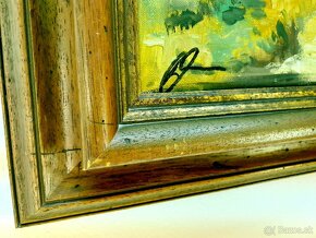 Starý obraz - olejomaľba - Vidiecky dom s mostom - paintings - 4