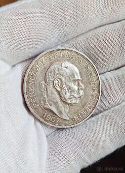 5 koruna 1907 KB, korunovačná, krásna v patine, zbytky RL - 4