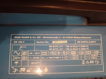 Predám ako novú zváračku GUDE GE185F  cca 10m kábel 380V - 4