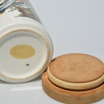 Dve vintage veľké dózy s dreveným vrchnákom Vtáky - 4