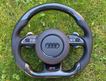 AUDI VOLANT KARBONOVY - zkoseny - karbon - perforovana koža - 4