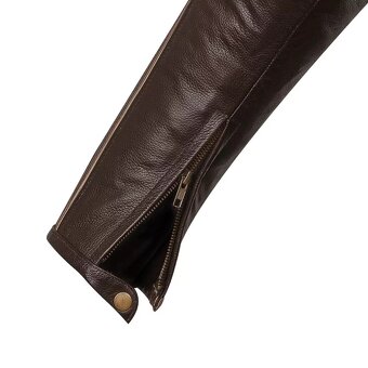 Moto Kožená Bunda Brown Vintage Stripess - 4