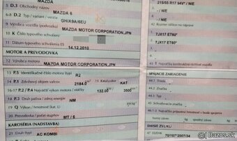 Mazda 6 2.2 D 2011 predám MOTOR,TRYSKY, ZADNÉ SVETLÁ WAGON C - 4