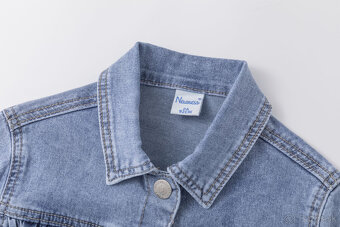 Dievčenská rifľová bunda s volánikmi – nová - 4