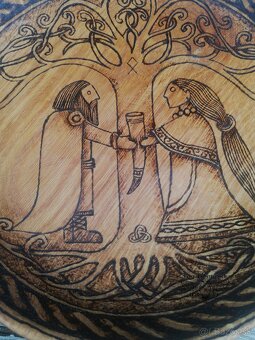 Svadobný tanier - Viking - Viking wedding wooden plate - 4