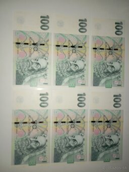 BANKOVKY 100 KČ 2018, 6 KUSŮ STEJNÝCH ČÍSEL, UNC STAVY - 4