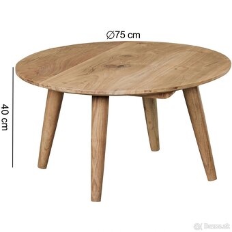 Konferenčný stolík okruhly 75 cm akacia - 4