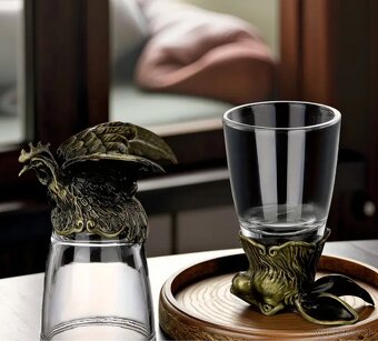 luxusná  13-dielna sadu na pitie s bronzovými detailmi - 4