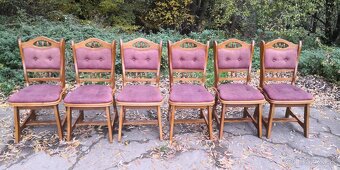 Masivny rozkladaci stôl+6 × masivnych stoliček - 4