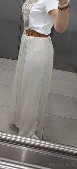 Trendové široké talianske béžové nohavice - 4