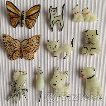 Fosforové brošne - pes, mačka, motýľ, vták, myš - 4