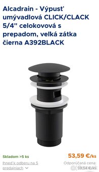 Umývadlová výpusť, click-clack, čierna - 4