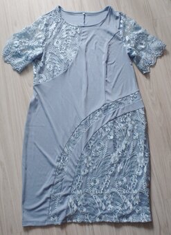 Šedo modré elastické šaty, 2XL/48 - 4