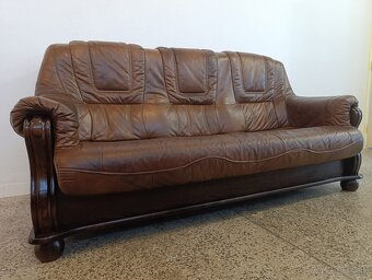 Kožená sedačka, trojsedačka, nábytek z masívu, kůže - 4
