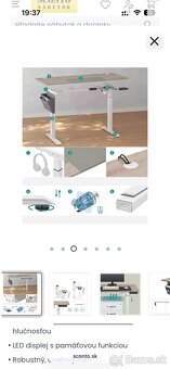 Písací stôl - výškovo nastavilteľný farba dub - 4