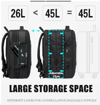 BANGE Cestovatelsky ruksak 26L > 45L - 4