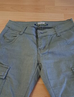 Nové olivové nohavice dievčenské dámske XS - 4