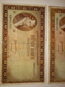 BANKOVKY 500 KČS, VZÁCNÉ SÉRIE, NEPERFOROVANÉ - 4