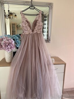 Pudrovoružové spoločenské šaty 38/M - 4