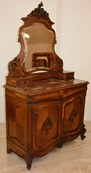 Starožitná řezbovaná toaletka s mramorem - 4