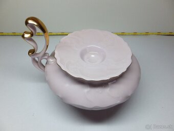 Originál růžový porcelán H&C Chodov, krásný svícen. - 4