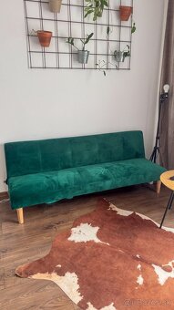 Pohovka rozkladacia , smaragdová Velvet látka/dub, ALIDA - 4