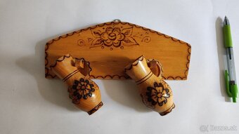 Drevený tanier, Opletená fľaša, Drevené šálky - 4