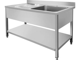 Nerezový dřez s odkapávací plochou a spodní policí - 4